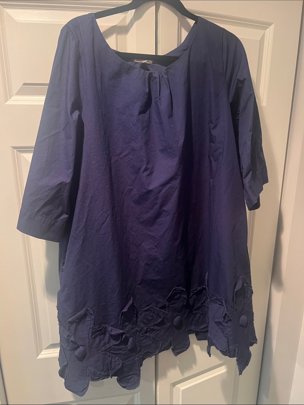 Frances Valentine Navy Zennia  Floral-Appliqué Swing Tunic